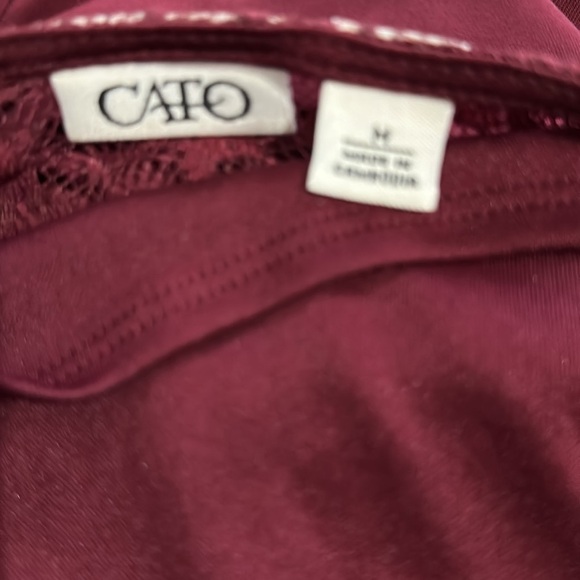Cato Burgundy Lace Overlay Blouse Size Medium - Picture 5 of 5